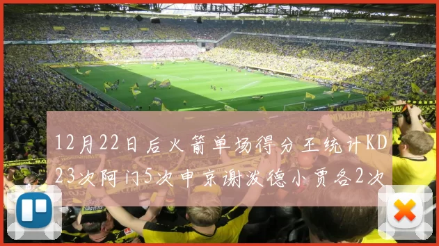 12月22日后火箭单场得分王统计KD23次阿门5次申京谢泼德小贾各2次